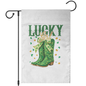 Cowboy St Patrick's Day Garden Flag Lucky Girl Boots TS14 White Print Your Wear