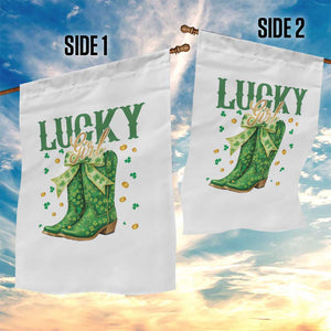 Cowboy St Patrick's Day Garden Flag Lucky Girl Boots TS14 Print Your Wear