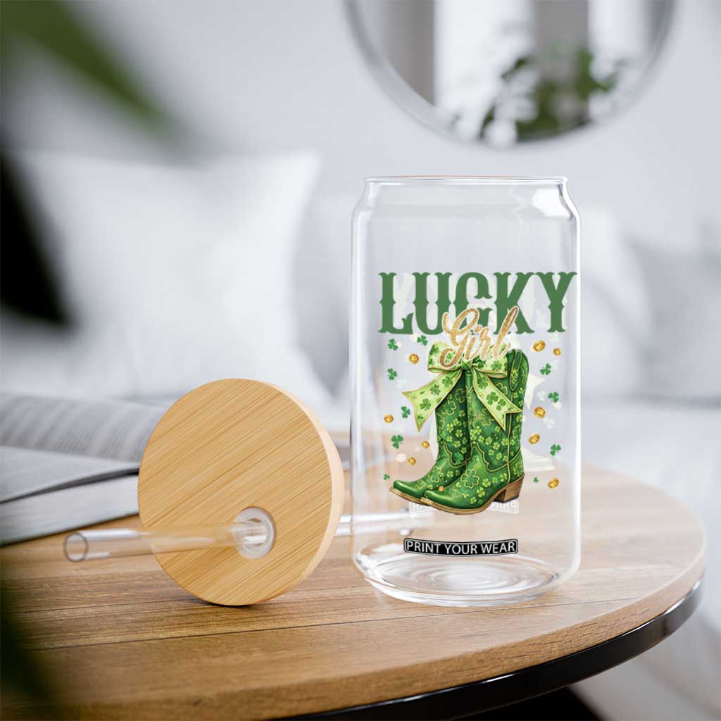 Cowboy St Patrick's Day Glass Can Lucky Girl Boots TS14 Print Your Wear