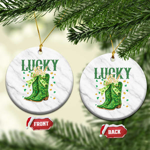 Cowboy St Patrick's Day Ceramic Ornament Lucky Girl Boots TS14 1pc White Marble Print Your Wear