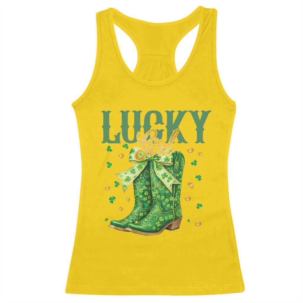 Cowboy St Patrick's Day Racerback Tank Top Lucky Girl Boots TS14 Daisy Print Your Wear