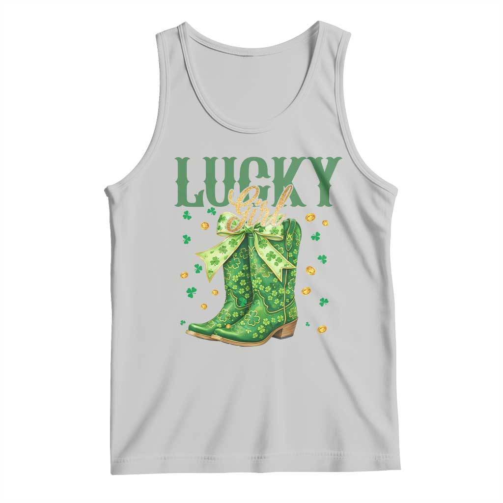 Cowboy St Patrick's Day Tank Top Lucky Girl Boots TS14 Ash Print Your Wear