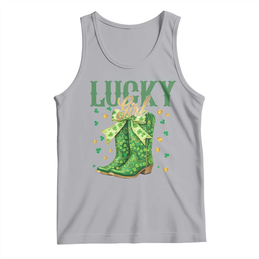 Cowboy St Patrick's Day Tank Top Lucky Girl Boots TS14 Athletic Heather Print Your Wear