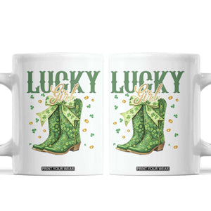 Cowboy St Patrick's Day Coffee Mug Lucky Girl Boots TS14 White Print Your Wear
