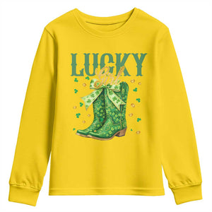 Cowboy St Patrick's Day Youth Sweatshirt Lucky Girl Boots TS14 Daisy Print Your Wear