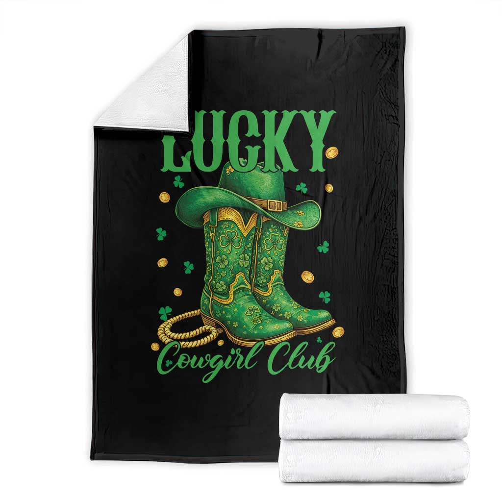 Lucky Cowgirl Club Throw Blanket Western Irish Cowboy St Patrick Day TS14 Black Print Your Wear
