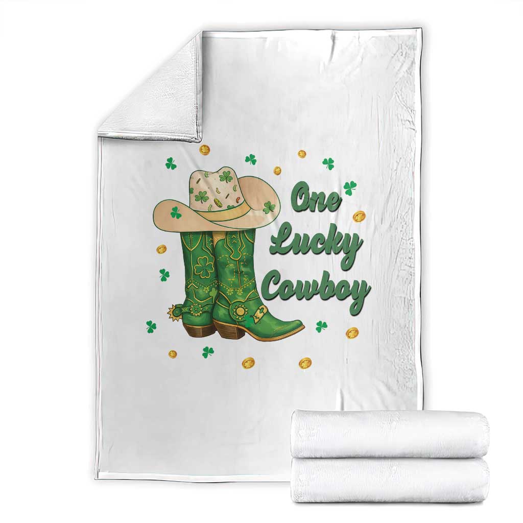 One Lucky Cowboy Throw Blanket Western Irish Cowboy St Patrick Day TS14 White Print Your Wear