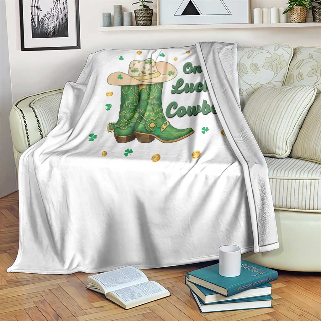 One Lucky Cowboy Throw Blanket Western Irish Cowboy St Patrick Day TS14 Print Your Wear