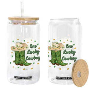 One Lucky Cowboy Glass Can Western Irish Cowboy St Patrick Day TS14 Print Your Wear