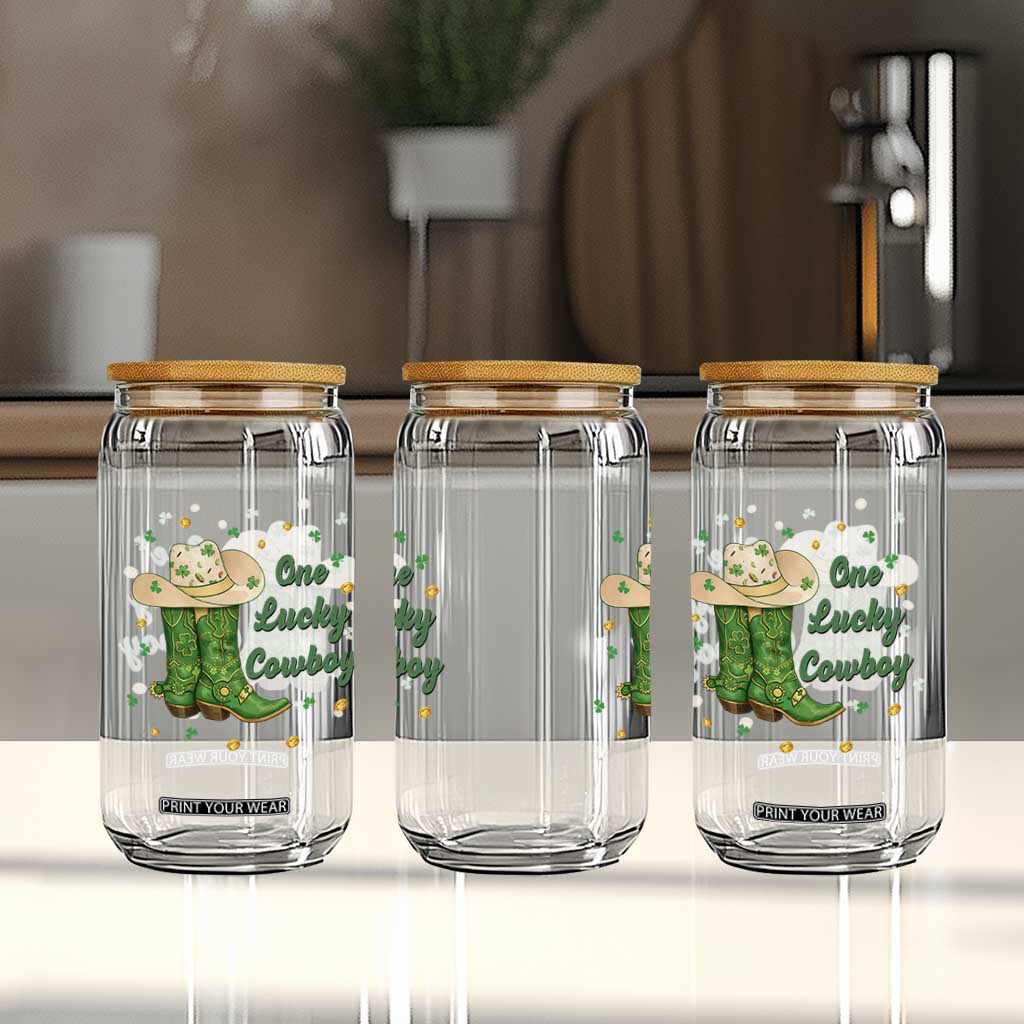 One Lucky Cowboy Glass Can Western Irish Cowboy St Patrick Day TS14 Print Your Wear