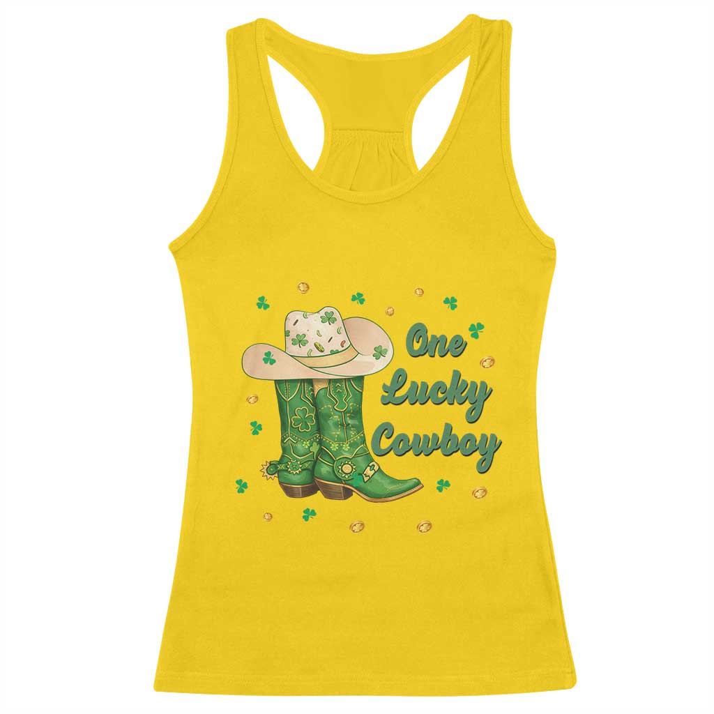 One Lucky Cowboy Racerback Tank Top Western Irish Cowboy St Patrick Day TS14 Daisy Print Your Wear