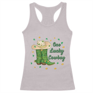 One Lucky Cowboy Racerback Tank Top Western Irish Cowboy St Patrick Day TS14 Ice Gray Print Your Wear
