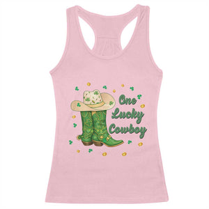 One Lucky Cowboy Racerback Tank Top Western Irish Cowboy St Patrick Day TS14 Light Pink Print Your Wear
