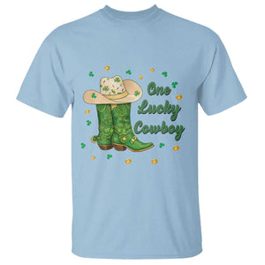 One Lucky Cowboy T Shirt - Western Irish Cowboy - St Patrick Day TS14 Light Blue Print Your Wear