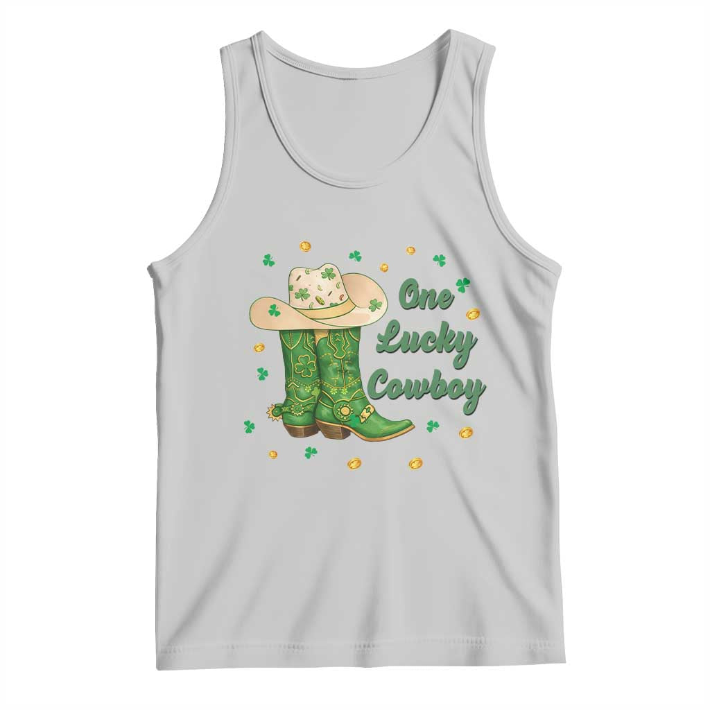 One Lucky Cowboy Tank Top Western Irish Cowboy St Patrick Day TS14 Ash Print Your Wear