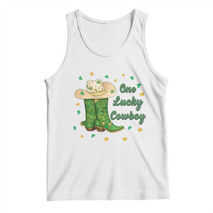 One Lucky Cowboy Tank Top Western Irish Cowboy St Patrick Day TS14 White Print Your Wear