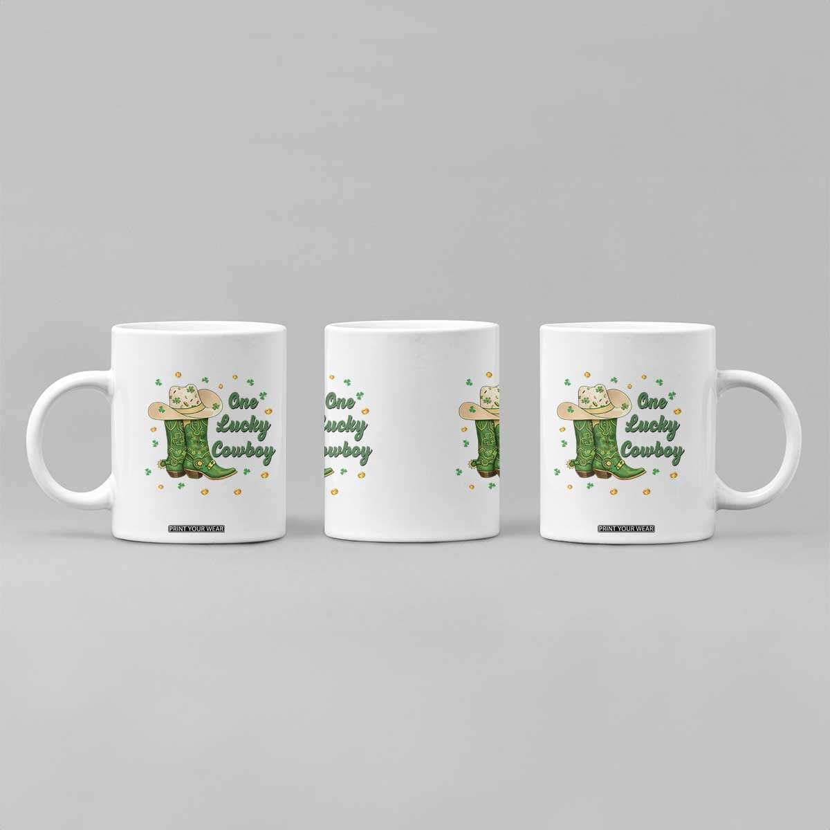One Lucky Cowboy Coffee Mug Western Irish Cowboy St Patrick Day TS14 Print Your Wear