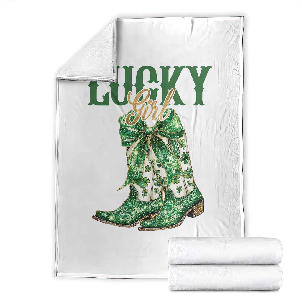 Lucky Cowgirl Throw Blanket Western Irish Cowboy St Patrick Day TS14 White Print Your Wear