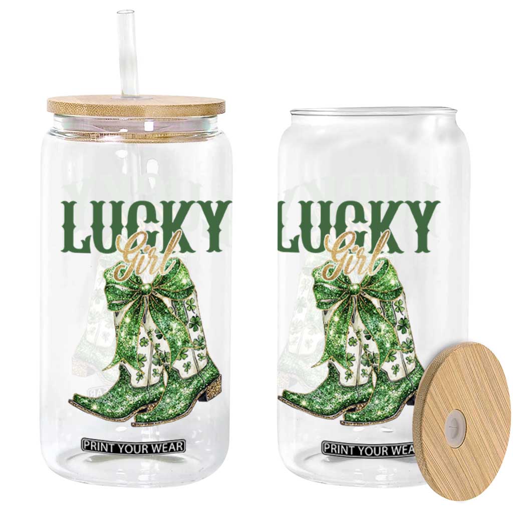 Lucky Cowgirl Glass Can Western Irish Cowboy St Patrick Day TS14 Print Your Wear