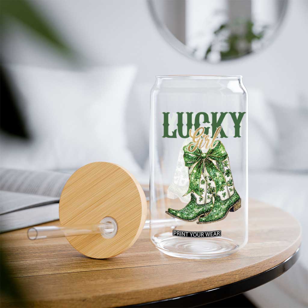 Lucky Cowgirl Glass Can Western Irish Cowboy St Patrick Day TS14 Print Your Wear