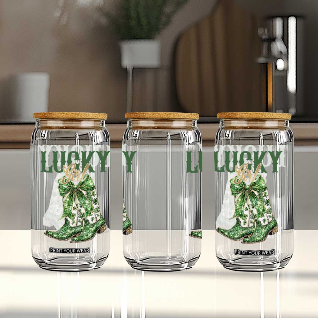 Lucky Cowgirl Glass Can Western Irish Cowboy St Patrick Day TS14 Print Your Wear