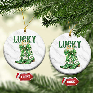 Lucky Cowgirl Ceramic Ornament Western Irish Cowboy St Patrick Day TS14 1pc White Marble Print Your Wear