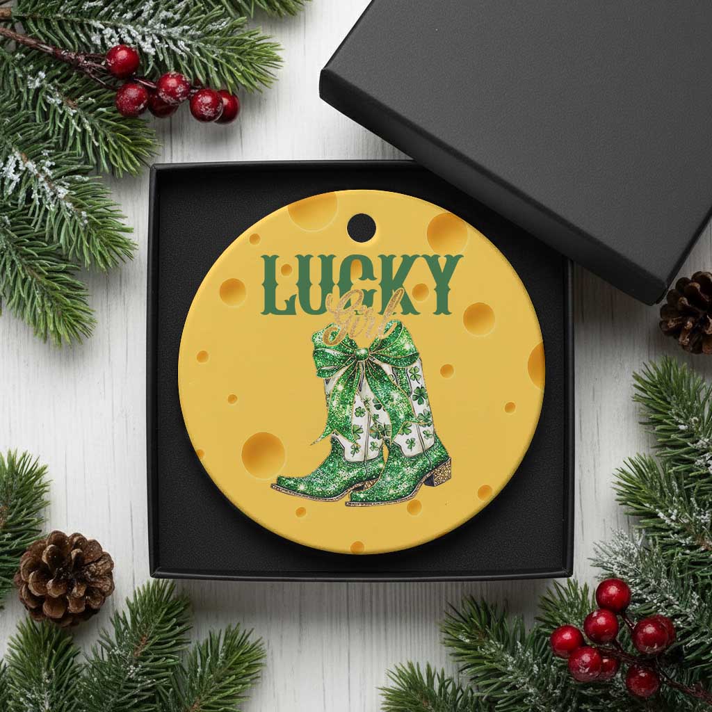 Lucky Cowgirl Ceramic Ornament Western Irish Cowboy St Patrick Day TS14 1pc Yellow Cheese Print Your Wear