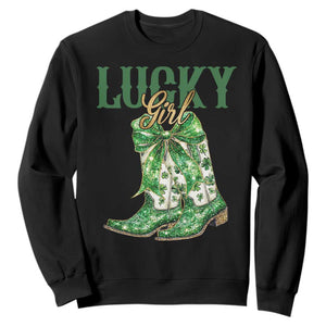 Lucky Cowgirl Sweatshirt Western Irish Cowboy St Patrick Day TS14 Black Print Your Wear