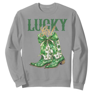 Lucky Cowgirl Sweatshirt Western Irish Cowboy St Patrick Day TS14 Sport Gray Print Your Wear