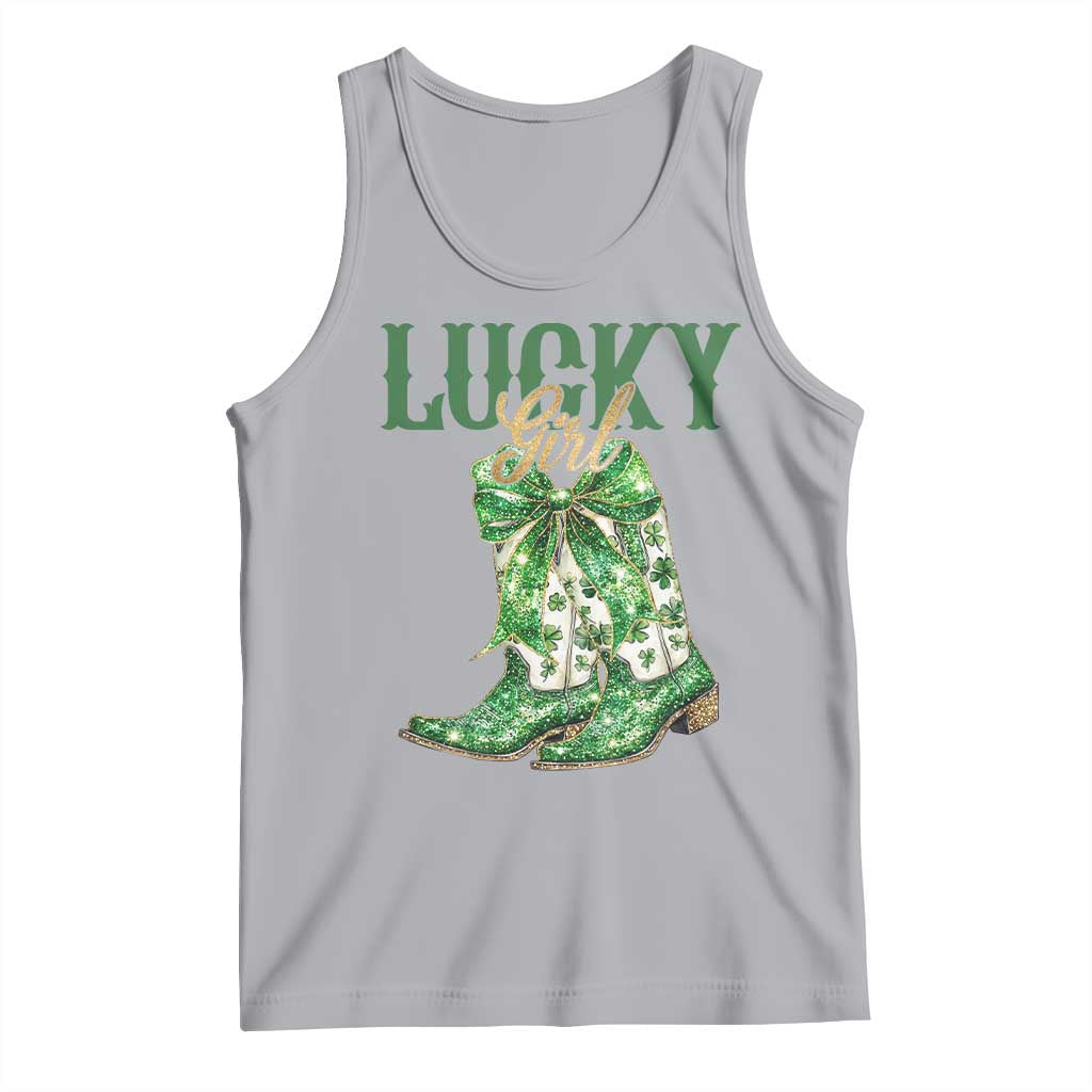 Lucky Cowgirl Tank Top Western Irish Cowboy St Patrick Day TS14 Athletic Heather Print Your Wear