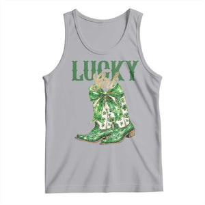Lucky Cowgirl Tank Top Western Irish Cowboy St Patrick Day TS14 Athletic Heather Print Your Wear