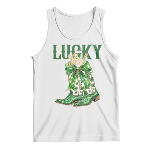 Lucky Cowgirl Tank Top Western Irish Cowboy St Patrick Day TS14 White Print Your Wear