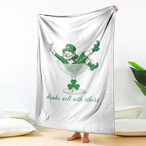 Drink Well With Others Throw Blanket Funny Leprechaun Drinking Green Beer Shamrock TS14 Print Your Wear