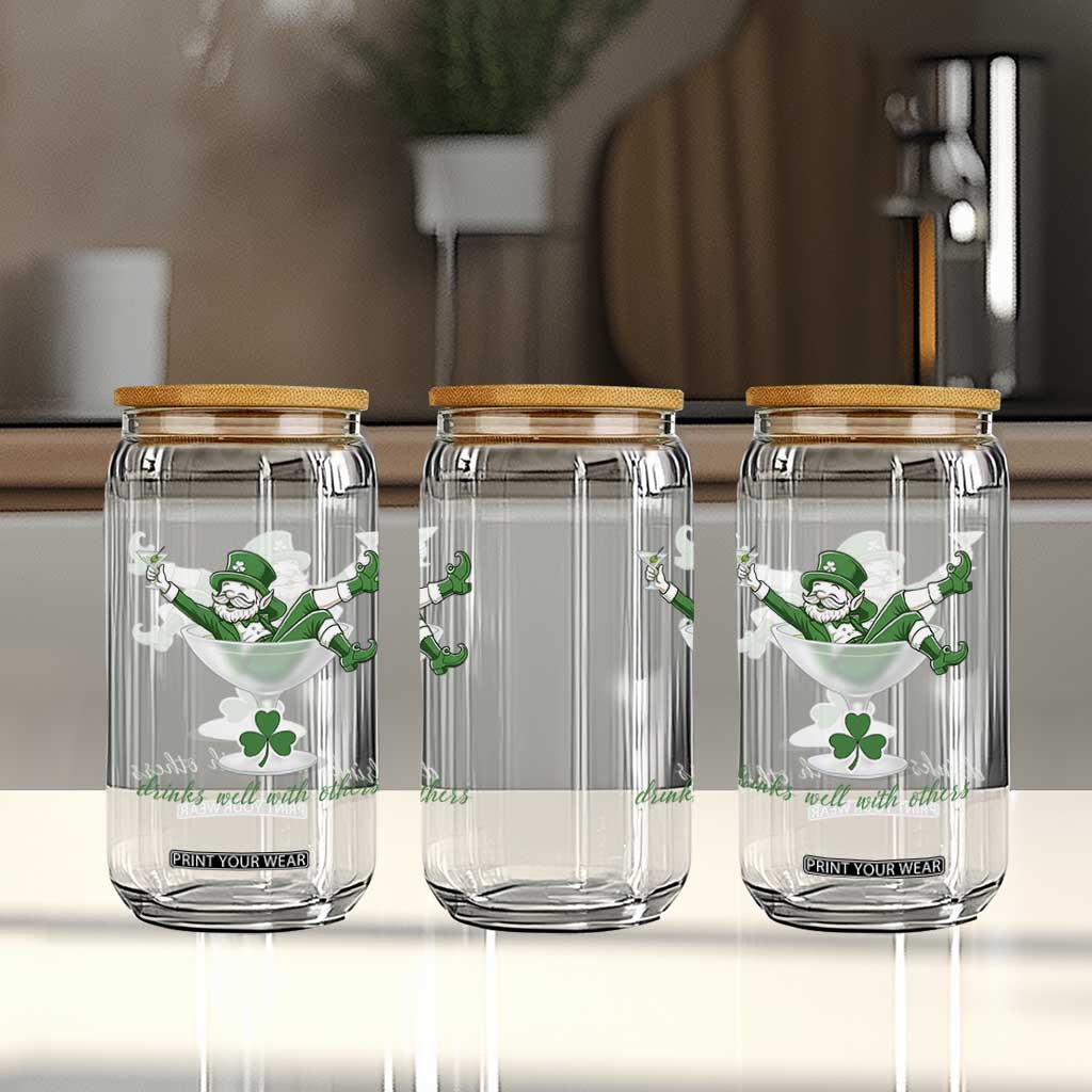 Drink Well With Others Glass Can Funny Leprechaun Drinking Green Beer Shamrock TS14 Print Your Wear
