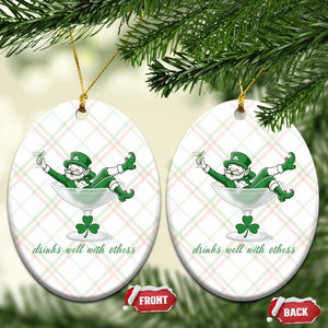Drink Well With Others Ceramic Ornament Funny Leprechaun Drinking Green Beer Shamrock TS14 Print Your Wear