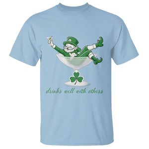 Drink Well With Others T Shirt Funny Leprechaun Drinking Green Beer Shamrock TS14 Light Blue Print Your Wear