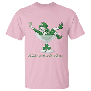 Drink Well With Others T Shirt Funny Leprechaun Drinking Green Beer Shamrock TS14 Light Pink Print Your Wear