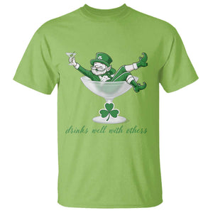 Drink Well With Others T Shirt Funny Leprechaun Drinking Green Beer Shamrock TS14 Lime Print Your Wear