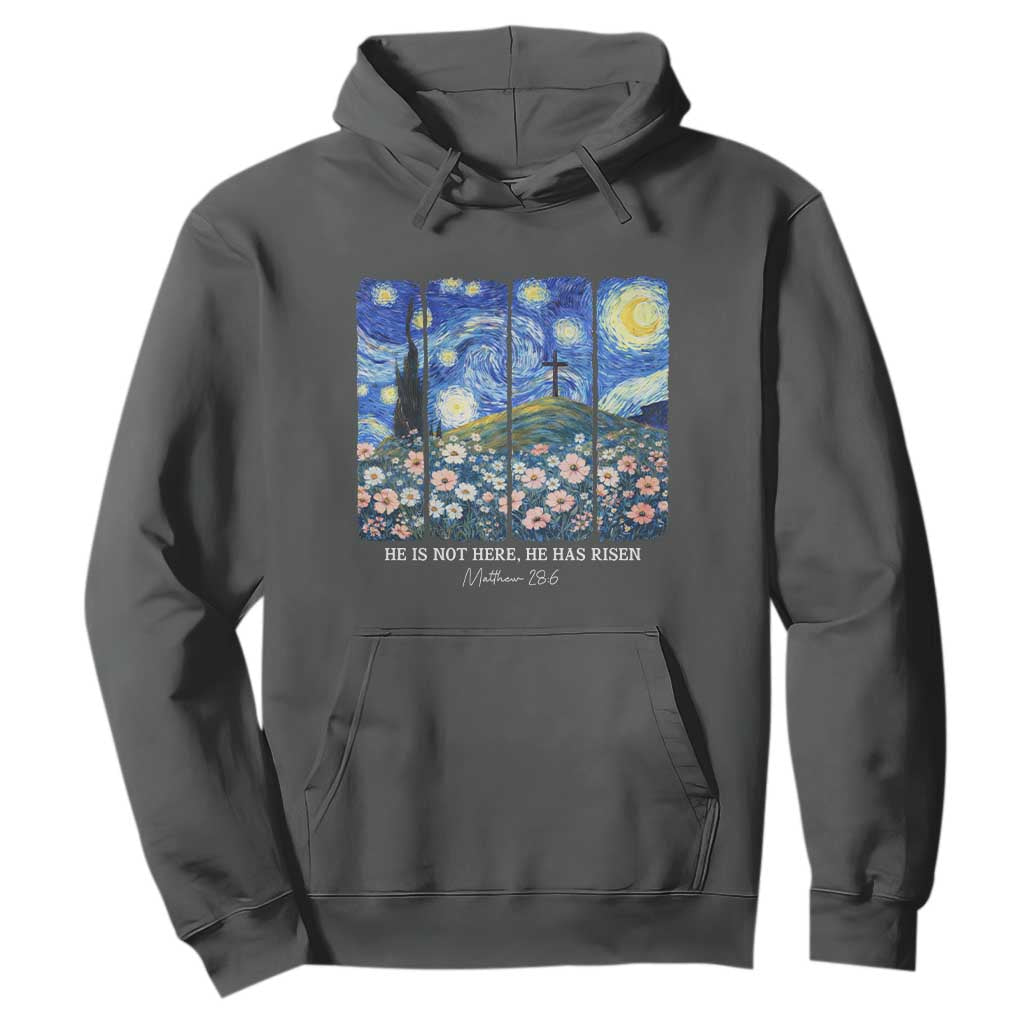 He is Risen Hoodie Christian Easter Starry Night Van Gogh TS14 Dark Heather Print Your Wear
