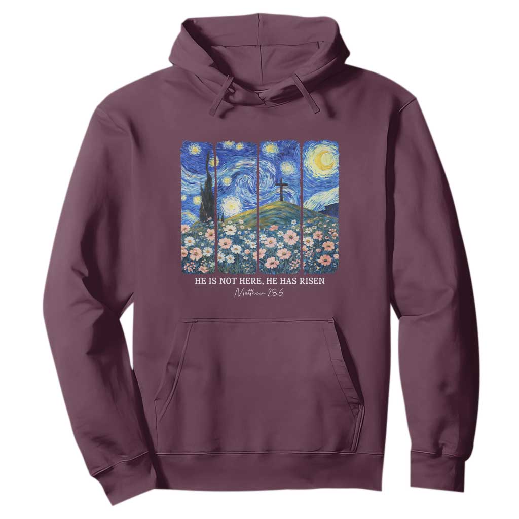 He is Risen Hoodie Christian Easter Starry Night Van Gogh TS14 Maroon Print Your Wear
