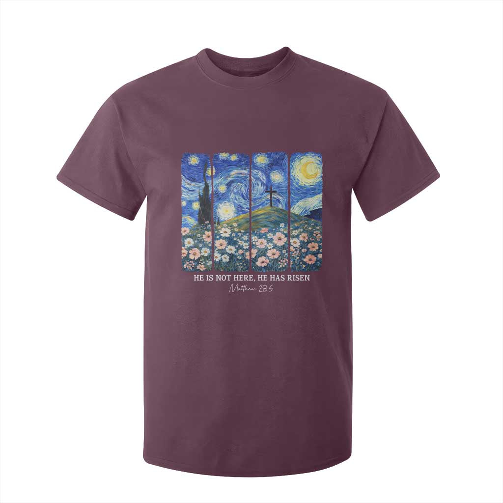 He is Risen T Shirt For Kid Christian Easter Starry Night Van Gogh TS14 Maroon Print Your Wear