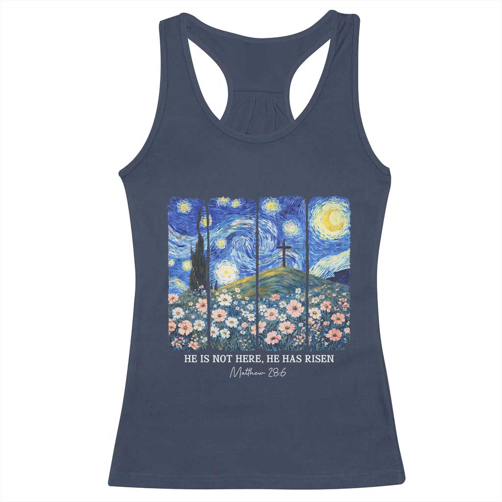 He is Risen Racerback Tank Top Christian Easter Starry Night Van Gogh TS14 Navy Print Your Wear