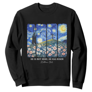 He is Risen Sweatshirt Christian Easter Starry Night Van Gogh TS14 Black Print Your Wear