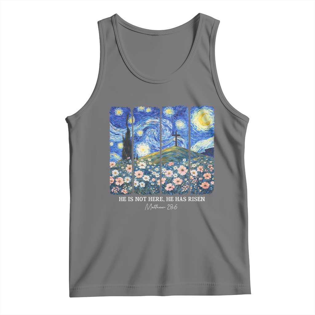 He is Risen Tank Top Christian Easter Starry Night Van Gogh TS14 Black Heather Print Your Wear