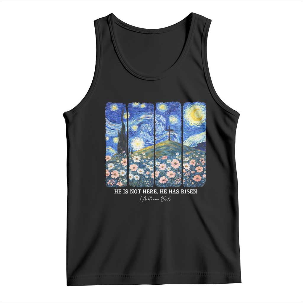 He is Risen Tank Top Christian Easter Starry Night Van Gogh TS14 Black Print Your Wear