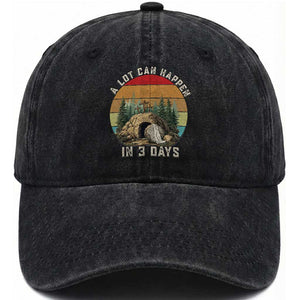 A Lot Can Happen in 3 Days Washed Cotton Baseball Cap Christian Easter TS14 Washed Cap Universal Fit Black Print Your Wear