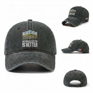 Friday is Good Sunday is Better Washed Cotton Baseball Cap Christian Easter TS14 Washed Cap Universal Fit Dark Green Print Your Wear