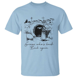 Guess Who's Back Back Again T Shirt Funny Easter Jesus Christian TS14 Light Blue Print Your Wear