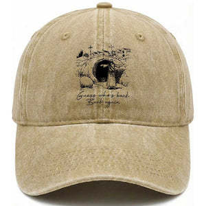 Guess Who's Back Back Again Washed Cotton Baseball Cap Funny Easter Jesus Christian TS14 Washed Cap Universal Fit Khaki Print Your Wear