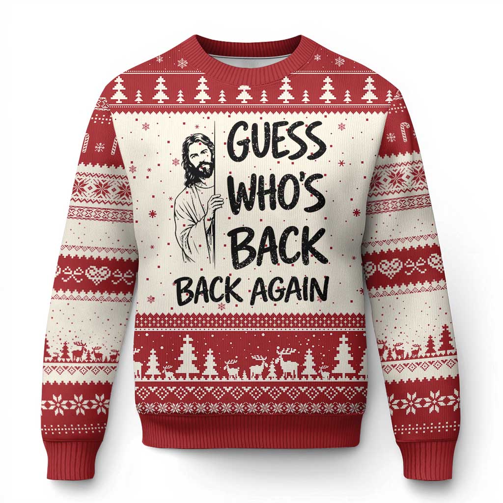 Funny Easter Jesus Ugly Christmas Sweater Guess Who's Back Back Again TS14 Beige Red Print Your Wear